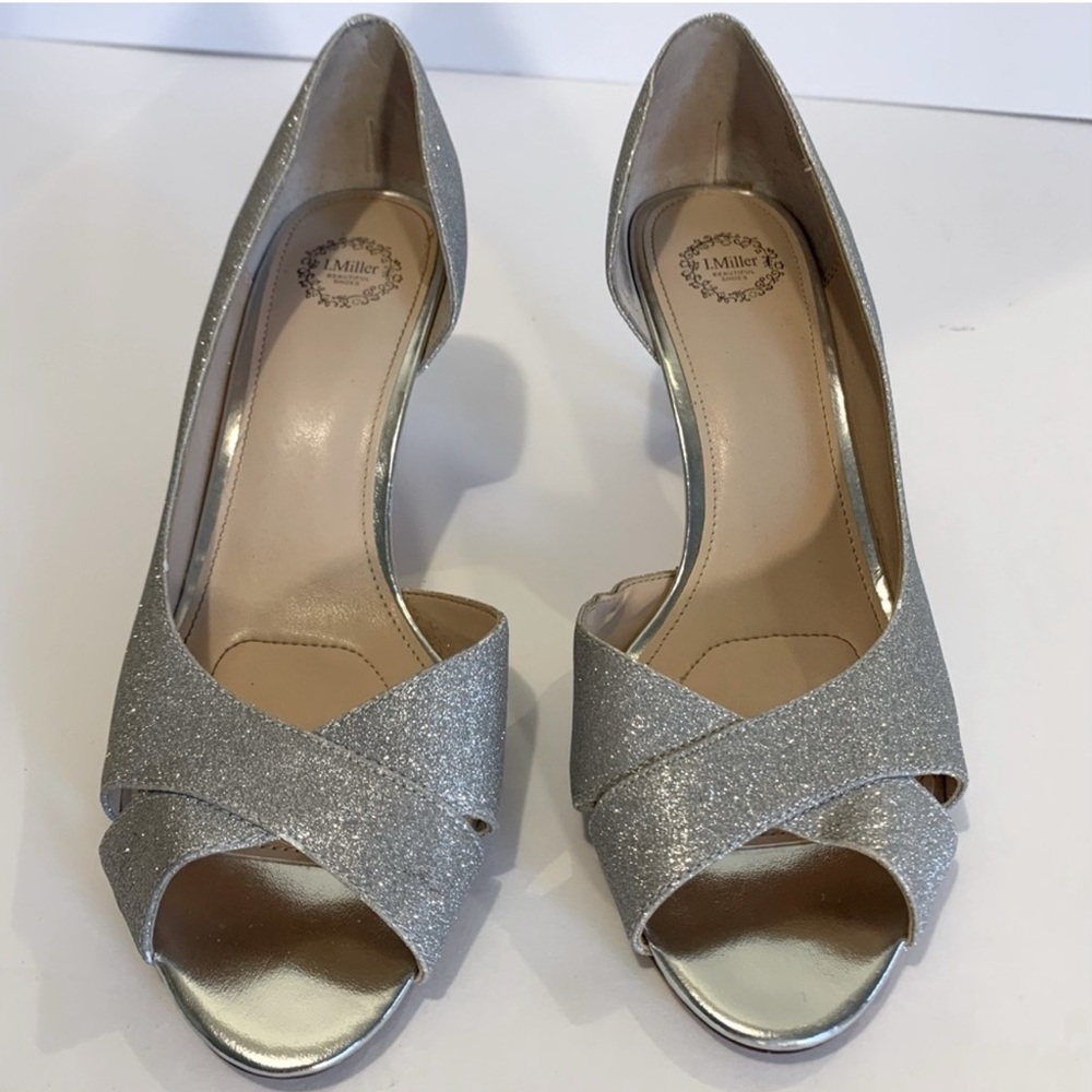 Elegant Silver Peep-Toe Heels